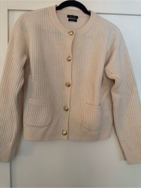 Massimo Dutti wool and cashmere purl Knit Cardigan Sweater